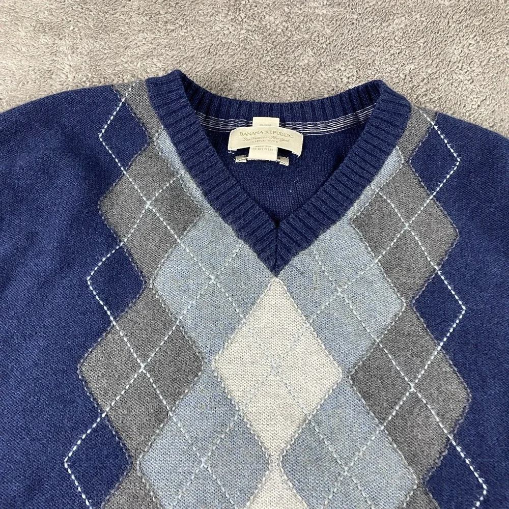Banana Republic Luxury Blend Sweater Mens XL‎ Blue V-Neck Long Sleeve